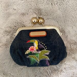 Nicole Lee Denim Toucan clasp purse with shoulder strap